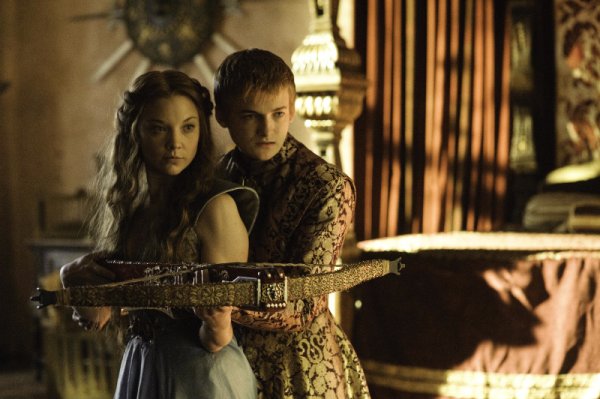 Jack Gleeson as Joffrey Baratheon, Natalie Dormer as Margaery Tyrell-  photo Helen Sloan/HBO