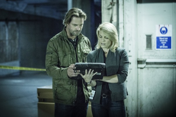 COLONY -- "Getaway" Episode 110 -- Pictured: (l-r) Josh Holloway as Will Bowman, Kathleen Rose Perkins as Jennifer McMahon -- (Photo by: Isabella Vosmikova/USA Network)