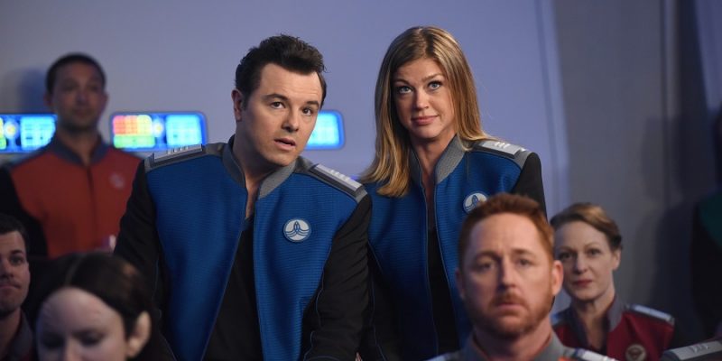 THE ORVILLE:  L-R:  Seth MacFarlane and Adrianne Palicki in the "Cupid's Dagger" episode of THE ORVILLE airing Thursday, Nov. 9 (9:01-10:00 PM ET/PT) on FOX.  ©2017 Fox Broadcasting Company.  Cr:  Ray Mickshaw/FOX