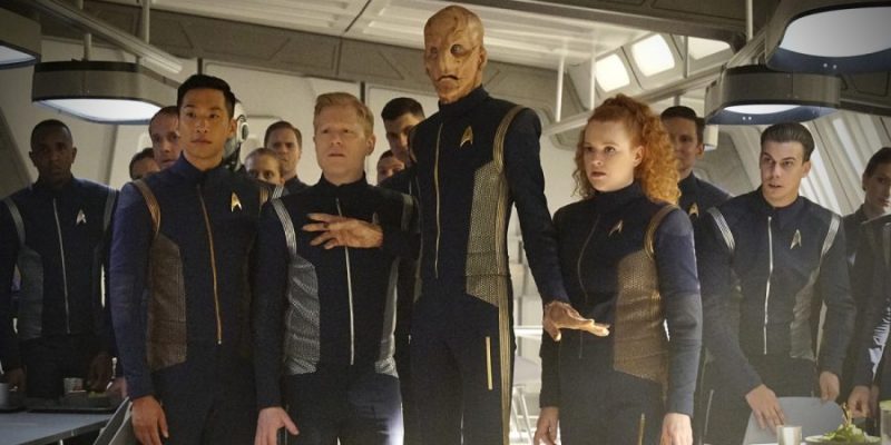 "If Memory Serves" -- Ep#208 -- Pictured (l-r): Patrick Kwok-Choon as Rhys; Anthony Rapp as Stamets; Doug Jones as Saru; Mary Wiseman as Tilly of the CBS All Access series STAR TREK: DISCOVERY. Photo Cr: Michael Gibson/CBS ÃÂ©2018 CBS Interactive, Inc. All Rights Reserved.
