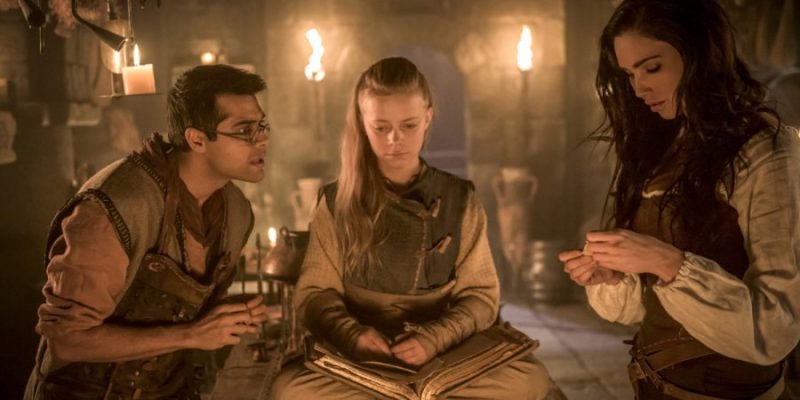 The Outpost -- "Not In This Kingdom" -- Image Number: OUT203_0002b.jpg -- Pictured (L-R): Anand Desai-Barochia as Janzo, Elizabeth Birkner as Illyin and Jessica Green as Talon -- Photo: Aleksander Letic/NBCU International -- © 2019 Outpost TV LLC. Courtesy of Electric Entertainment.